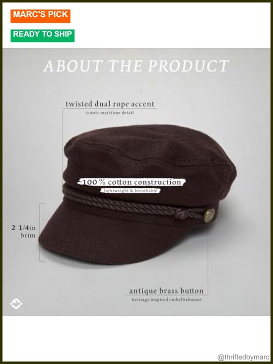 Wool Blend Greek Fisherman Newsboy Cap with Elastic Band, Breathable & main image 6